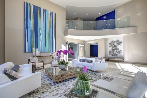 Modern clubhouse featuring stylish seating and lighting at Argenta Apartments, a luxury Greystar property