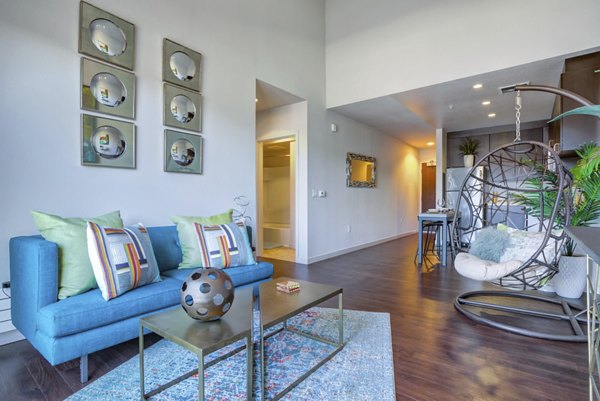 Modern living room with stylish furnishings in Vara Apartments, San Francisco