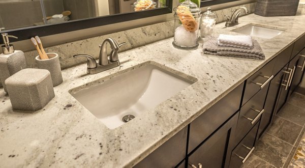 Spacious bathroom with modern fixtures at Overture Arboretum Apartments