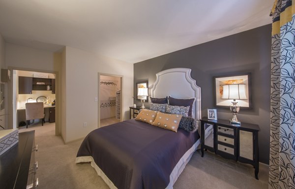 Modern bedroom with elegant decor at Bailey's Crossing Apartments