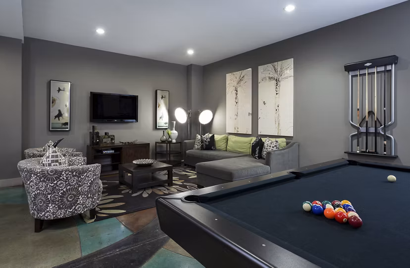 Clubhouse with luxurious seating and modern decor at Allegro Apartments, perfect for socializing and relaxation for residents