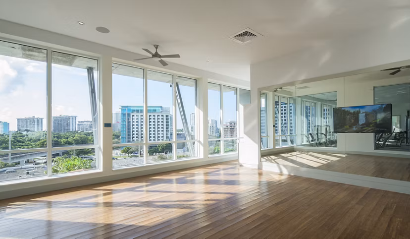 State-of-the-art yoga and spin studio at SoMa at Brickell Apartments