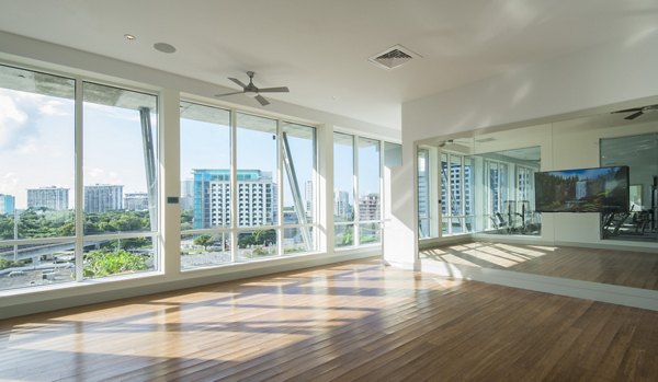 State-of-the-art yoga and spin studio at SoMa at Brickell Apartments