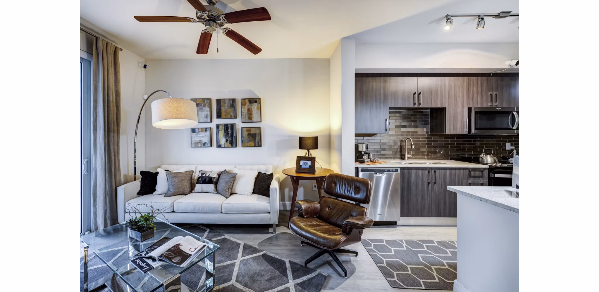 living room at SoMa at Brickell Apartments 