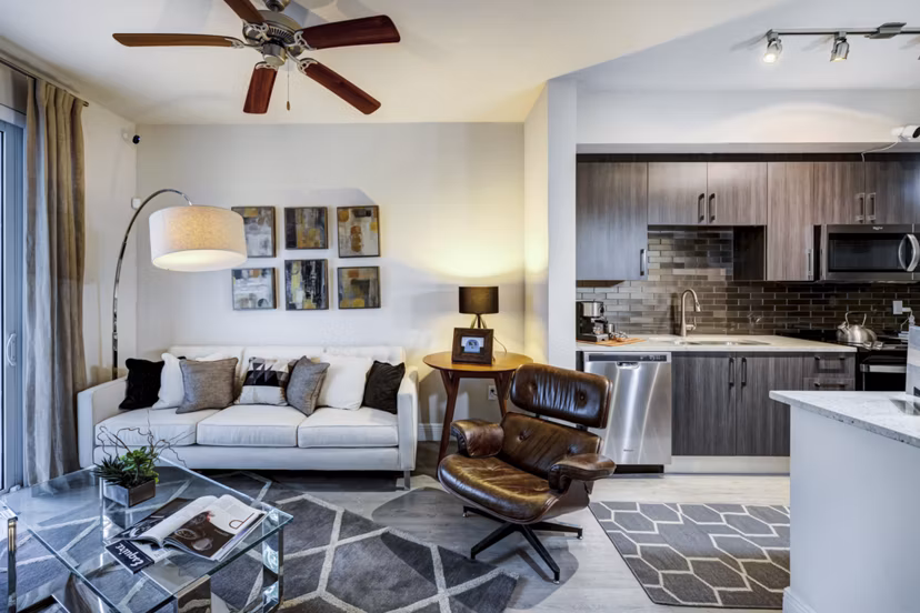 living room at SoMa at Brickell Apartments 