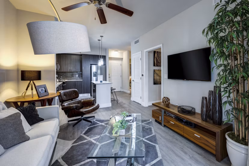 living room at SoMa at Brickell Apartments 