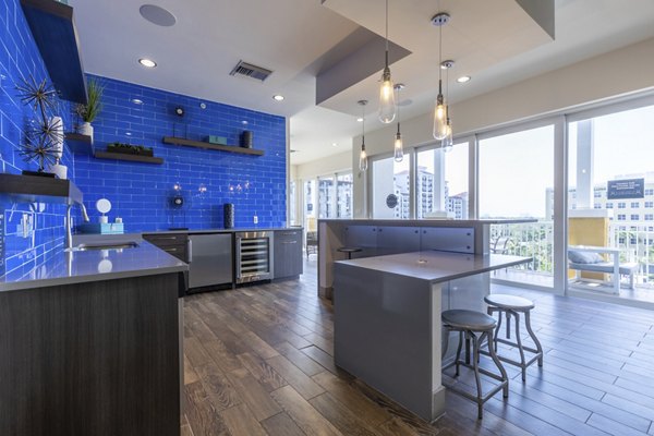 Clubhouse featuring modern design and communal seating at Boca City Walk luxury apartments