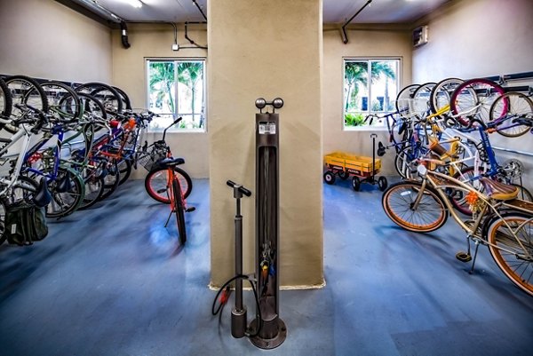 Bicycle storage area offering convenient racks at Boca City Walk Apartments
