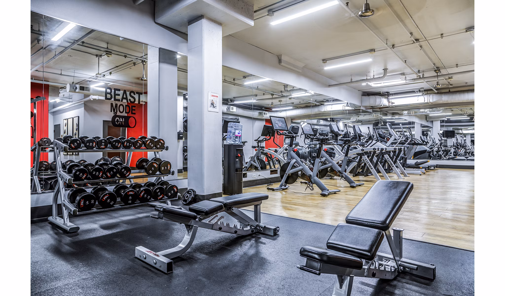 State-of-the-art fitness center featuring modern equipment at Acappella Apartments