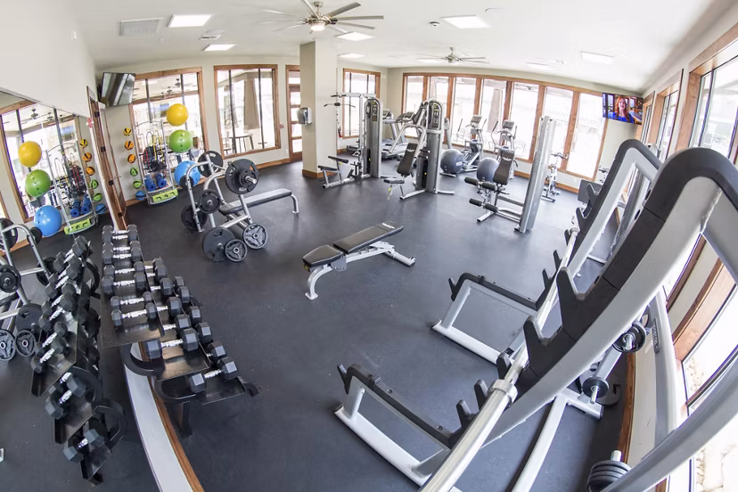 State-of-the-art fitness center at Camber Villas luxury apartments with modern equipment for resident workouts