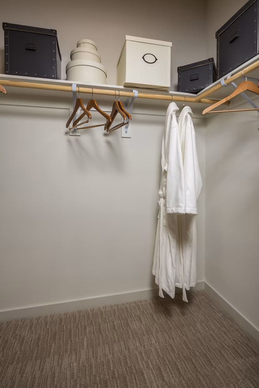 Spacious closet for optimal storage in Terrano Apartments' luxury unit