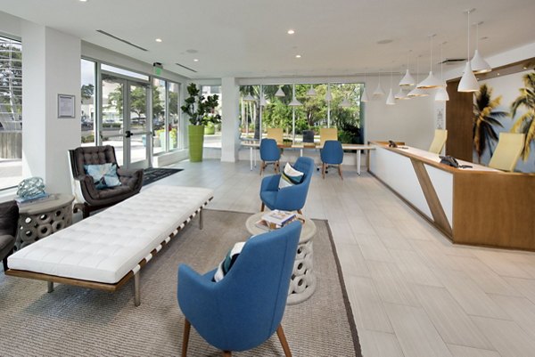 Modern clubhouse with plush seating and open spaces at Anchor Riverwalk Apartments