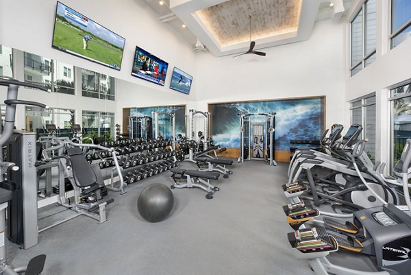 Modern fitness center featuring state-of-the-art equipment at Anchor Riverwalk Apartments