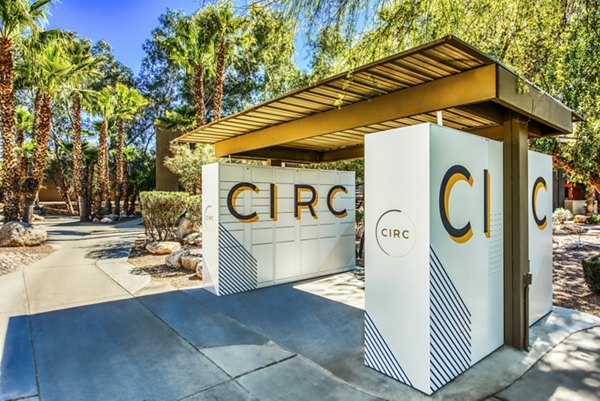 Modern mail room with secure parcel lockers at CIRC Apartments