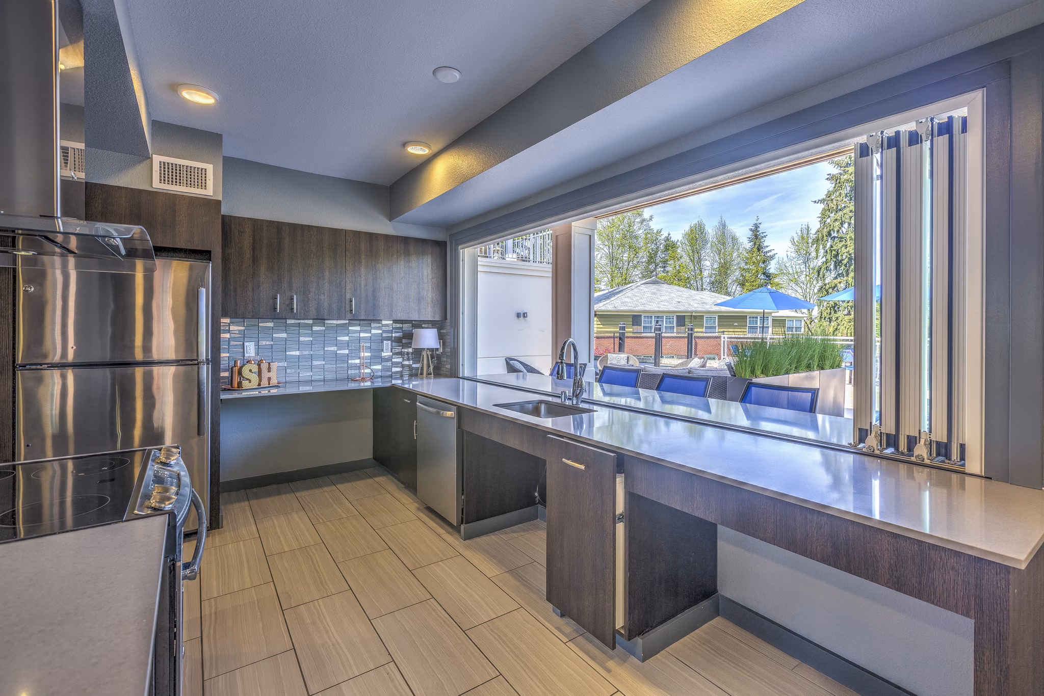 Elegant clubhouse at Shorewood Heights Apartments featuring modern design and luxurious amenities in a serene setting