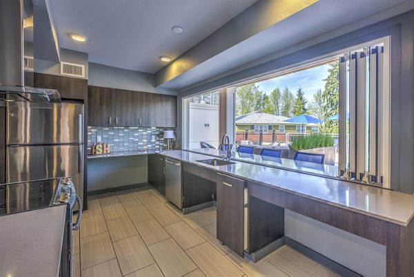 Elegant clubhouse at Shorewood Heights Apartments featuring modern design and luxurious amenities in a serene setting