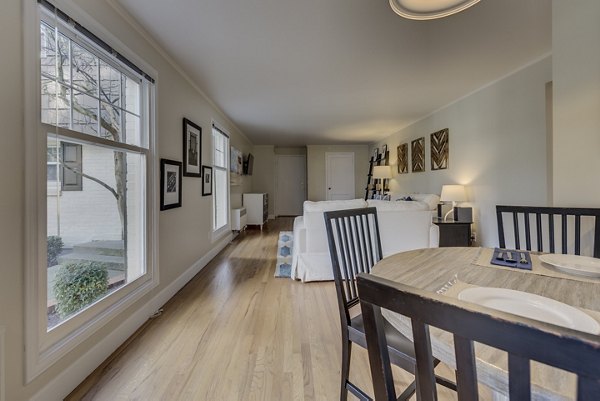 Dining room with modern decor and elegant lighting at Shorewood Heights Apartments