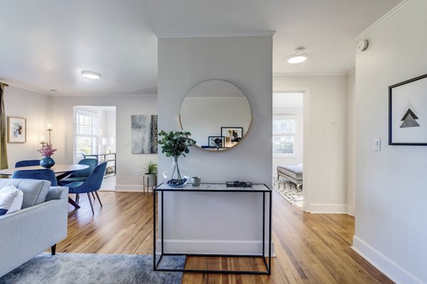 Hallway featuring modern lighting and elegant decor at Shorewood luxury apartments