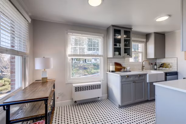 Modern kitchen featuring stainless steel appliances at Shorewood luxury apartments
