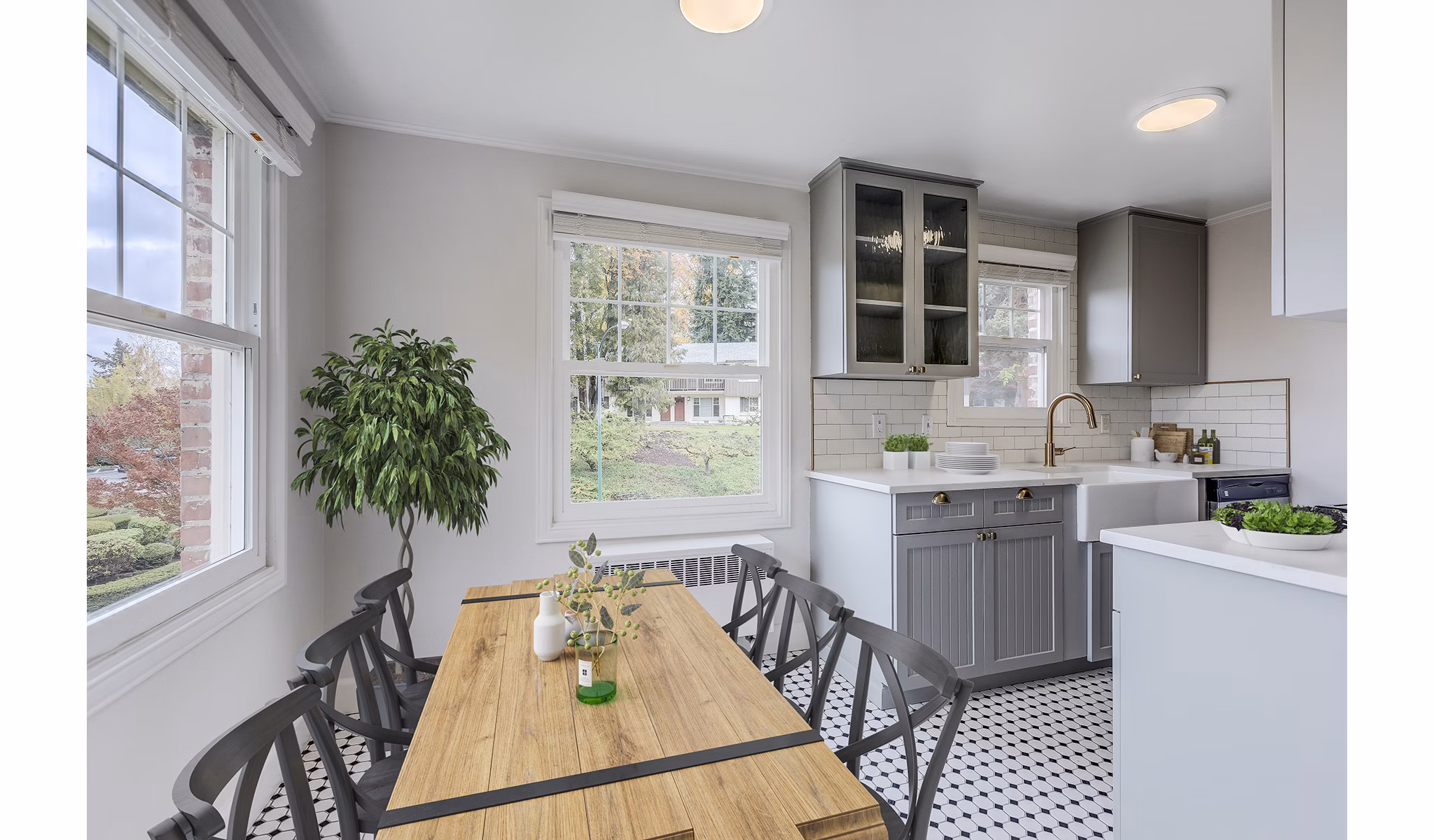 Modern kitchen with sleek cabinetry and stainless steel appliances at Shorewood Apartments