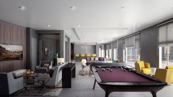 game room at Main & Clay Apartments