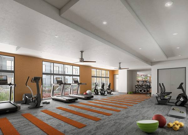 fitness center at Main & Clay Apartments