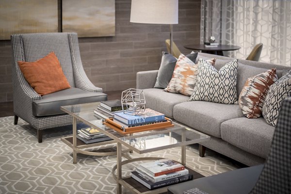 Modern clubhouse with chic lounge areas at Main & Clay Apartments