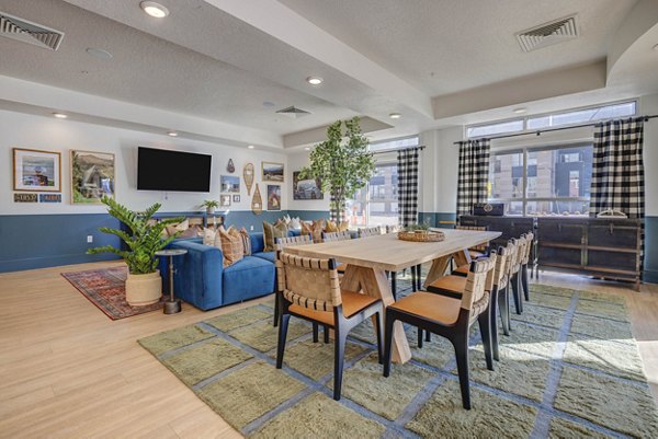 Elegant clubhouse featuring modern design at Novi at Jordan Valley Station Apartments