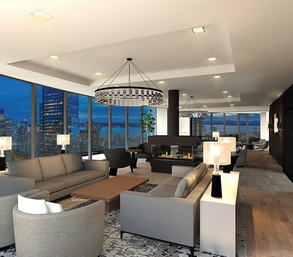 Elegant clubhouse featuring a spacious lounge and modern design at McKenzie Apartments