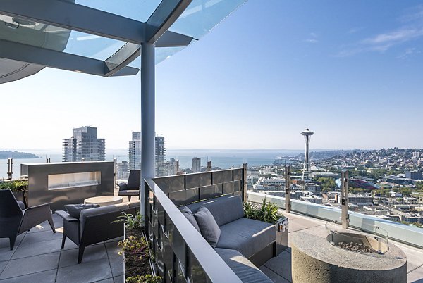 Spacious patio and balcony with city views at McKenzie Apartments