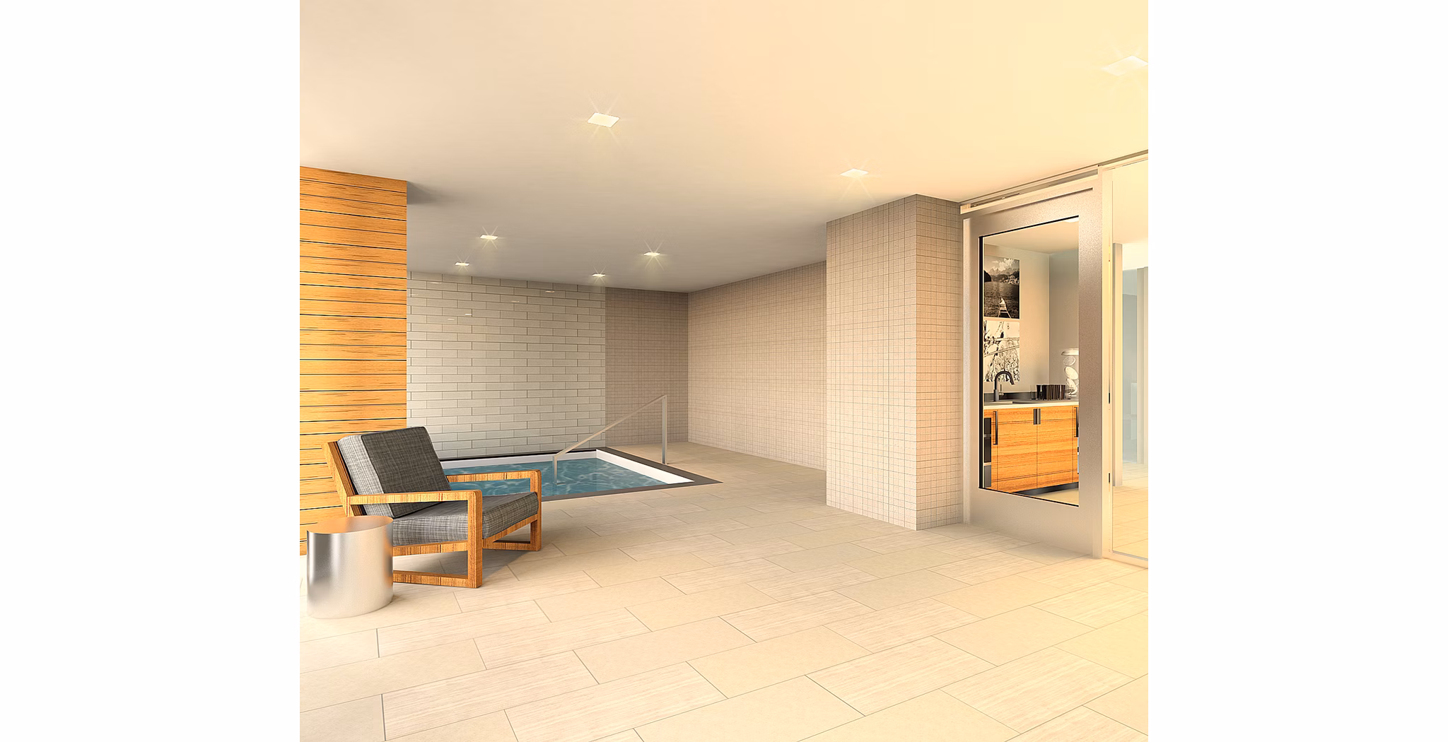Indoor pool with modern design at McKenzie Apartments, a luxury property offering premium amenities in an upscale urban setting