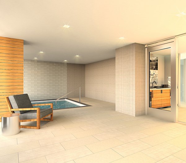 Indoor pool with modern design at McKenzie Apartments, a luxury property offering premium amenities in an upscale urban setting