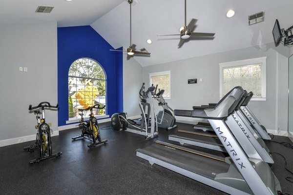 Fitness center with state-of-the-art gym equipment at The Palmer Apartments