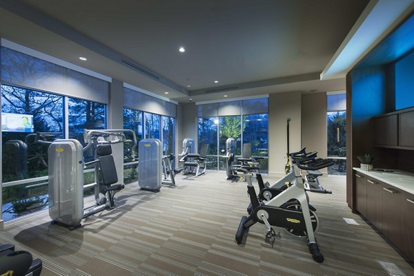State-of-the-art fitness center at Marq at the Pinehills Apartments featuring modern equipment and spacious workout areas