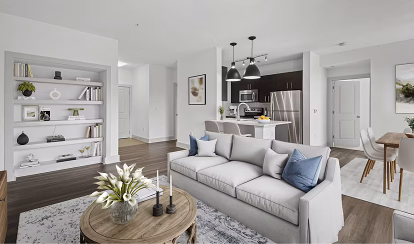 living room at Marq at the Pinehills Apartments 