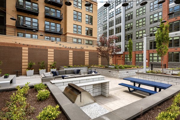 Community room with modern seating at GS Platform, featuring vibrant decor for socializing and relaxation