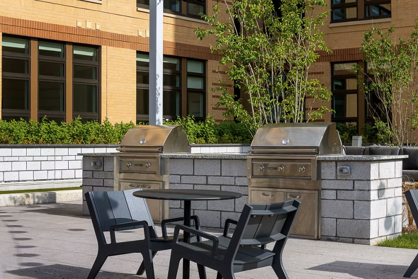 Stylish rooftop lounge with comfortable seating at GS Platform building 3 4