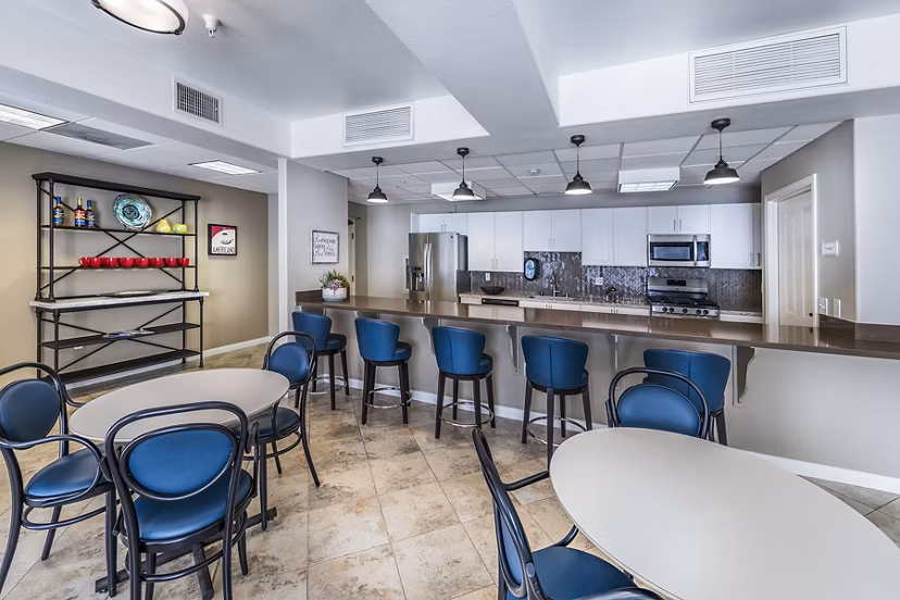 Elegant clubhouse with contemporary design at Overture Rancho Santa Margarita Active Adult Apartments