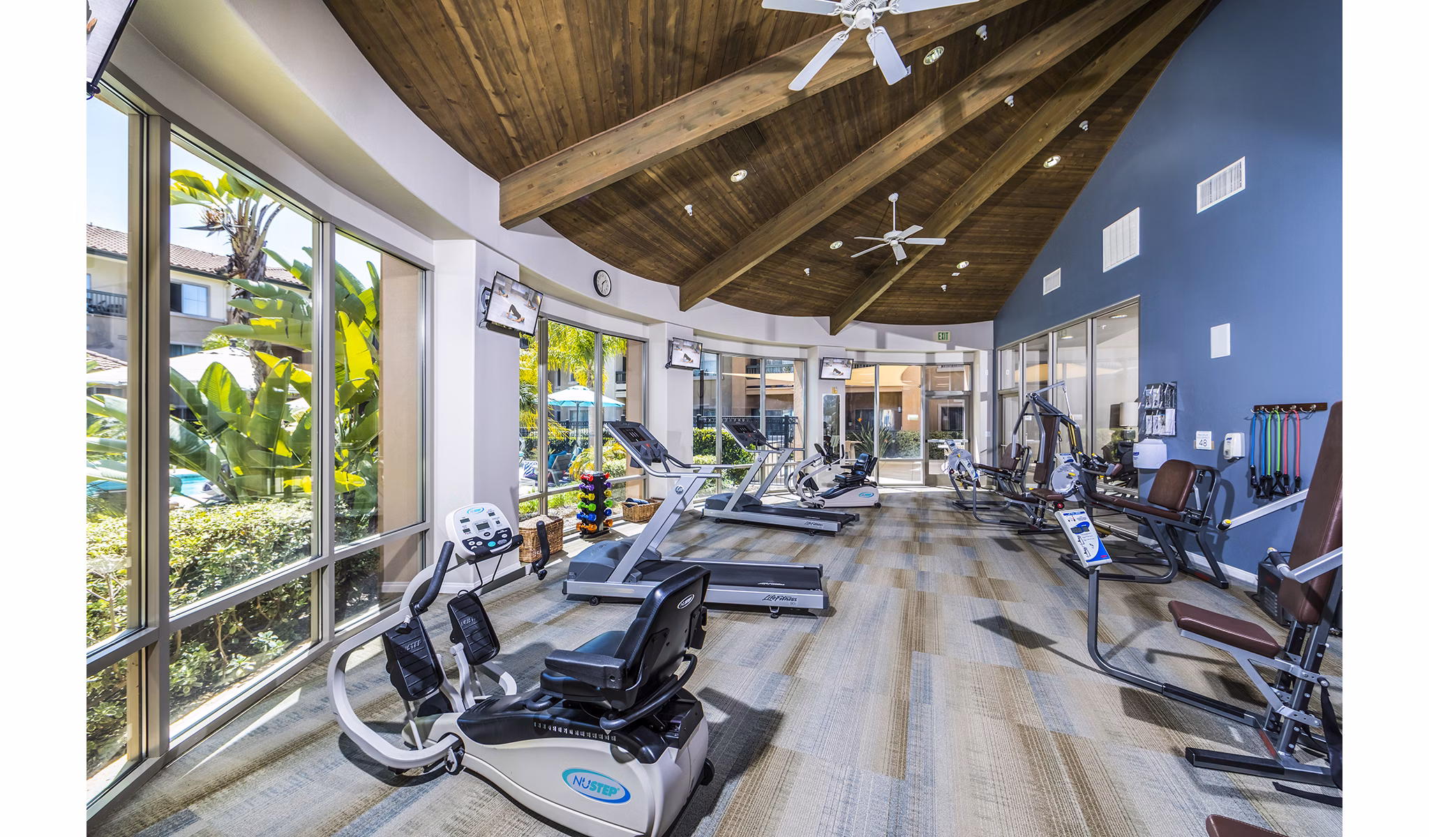 Fitness facility featuring modern equipment at Overture Rancho Santa Margarita Active Adult Apartments