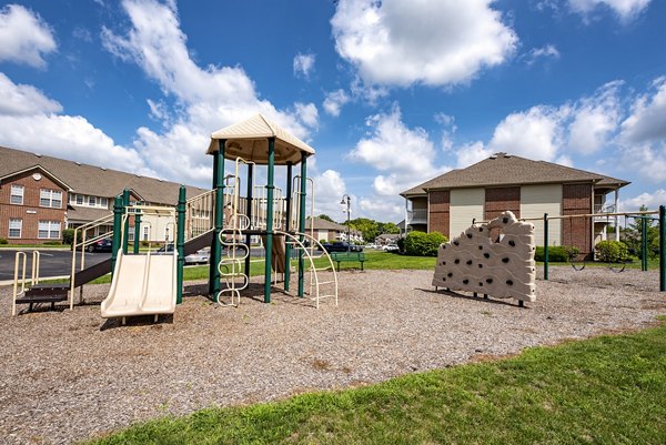 Modern playground for children at Summit Pointe Apartments with slides and swings