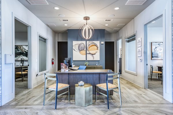 Leasing office with modern decor at Lakeview Villas Apartments