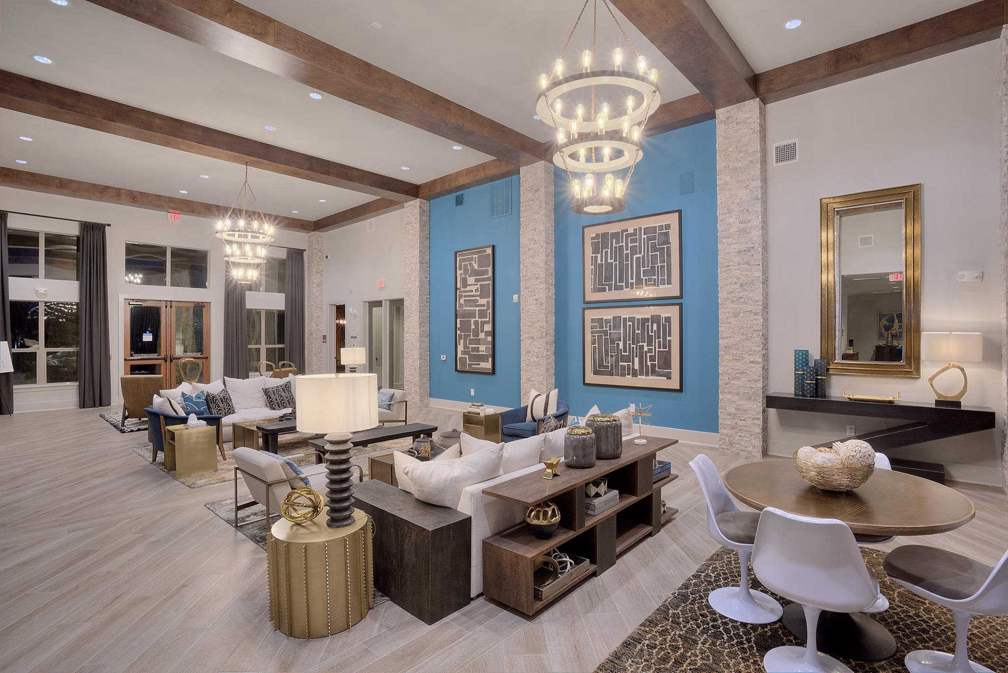 Clubhouse at Lakeview Villas Apartments featuring luxury seating and modern decor