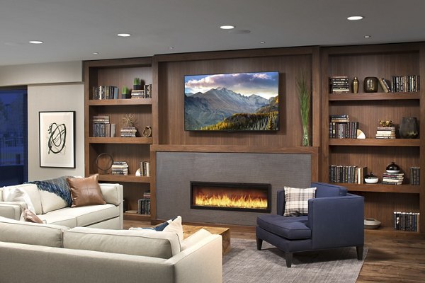 The Glenn Apartments: Modern clubhouse with stylish furnishings, offering luxury communal spaces for residents