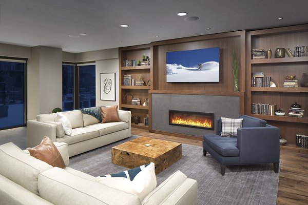 Clubhouse with modern design elements at The Glenn Apartments, offering luxury amenities in a vibrant community