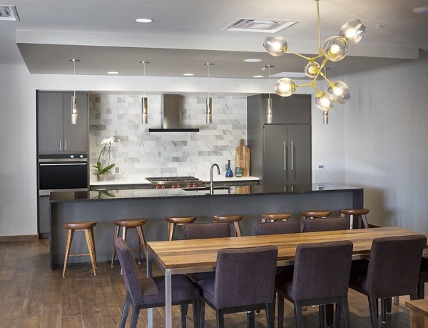 Clubhouse featuring modern design and communal seating at The Glenn Apartments in Greystar's luxury properties