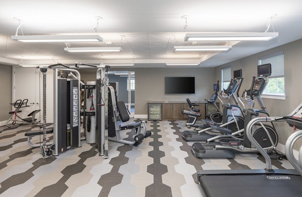 Modern fitness center with state-of-the-art equipment at Overture West Ashley Apartments