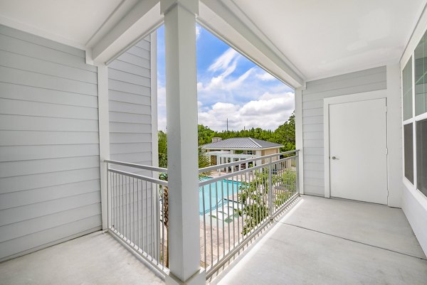 Outdoor patio with elegant seating at Overture West Ashley Apartments