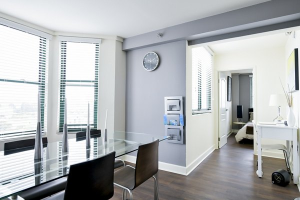 Dining area with elegant furnishings at The Fillmore Center Apartments, a luxury community