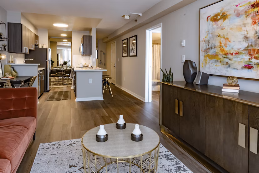 living room at The Fillmore Center Apartments