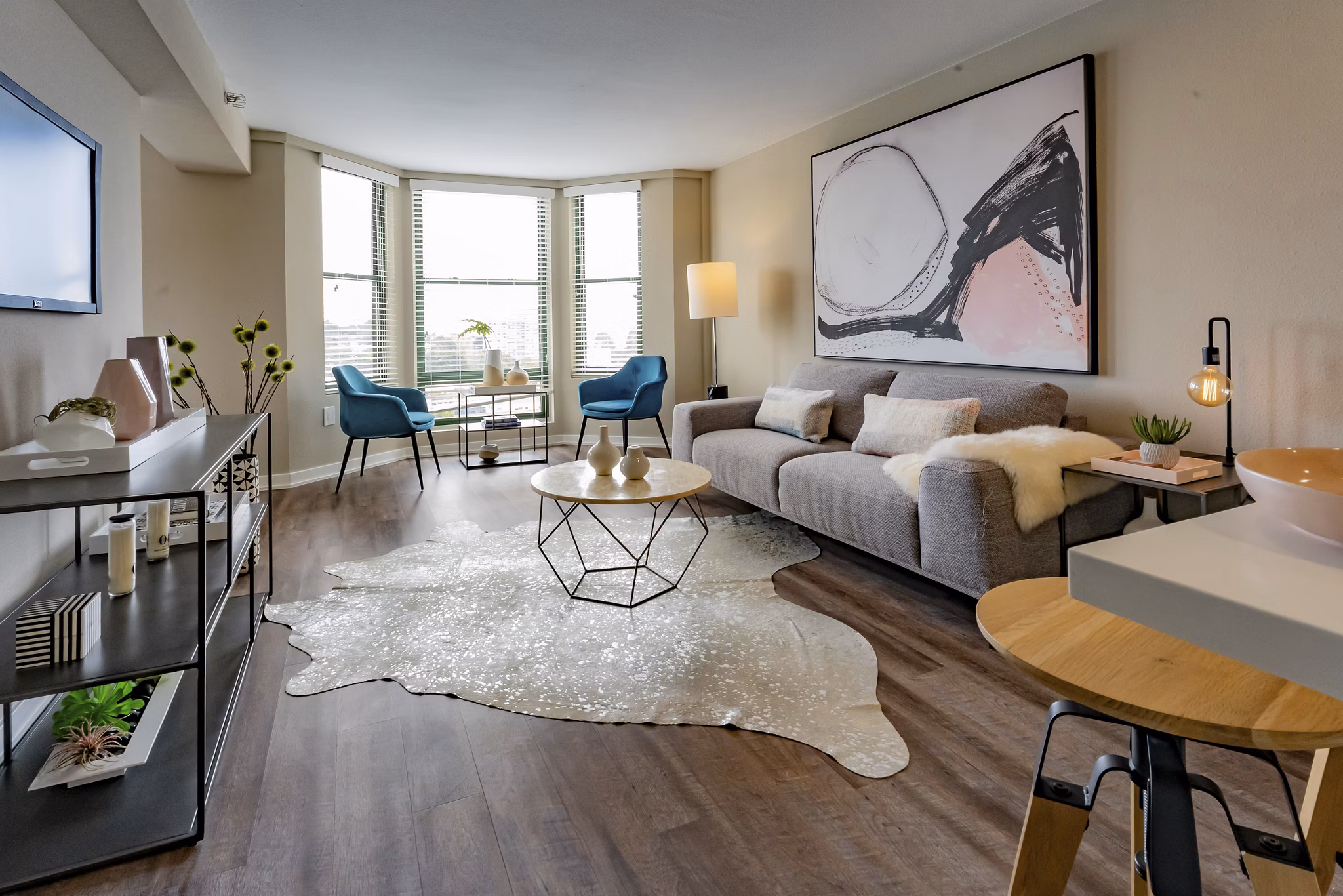 living room at The Fillmore Center Apartments